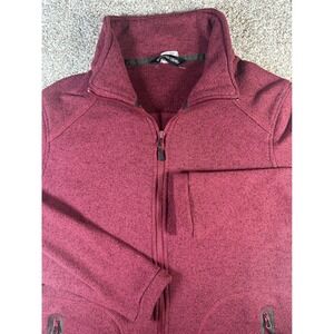 Boulder Gear Womens Full Zip Fleece Jacket Burgundy Heather Sweater Knit Outdoor